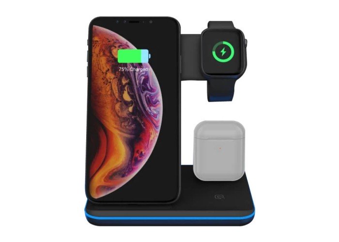 Бездротова зарядка стенд Smart зарядне 3 в 1 для телефона, навушників, смарт годинника 