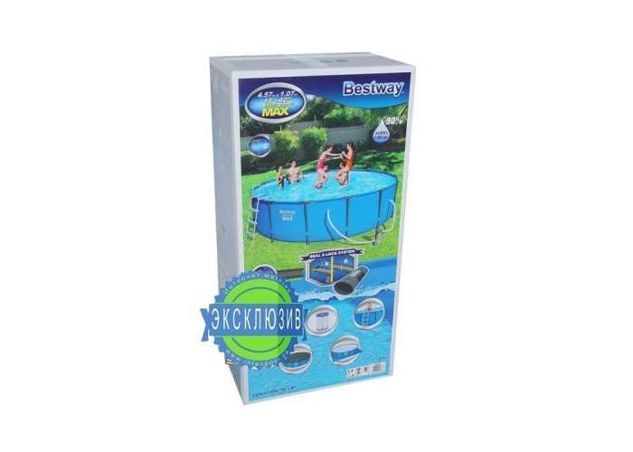 Басейн Bestway 56488 каркасний Ø 457 х 107 см, фільтр-насос, тент, сходи 