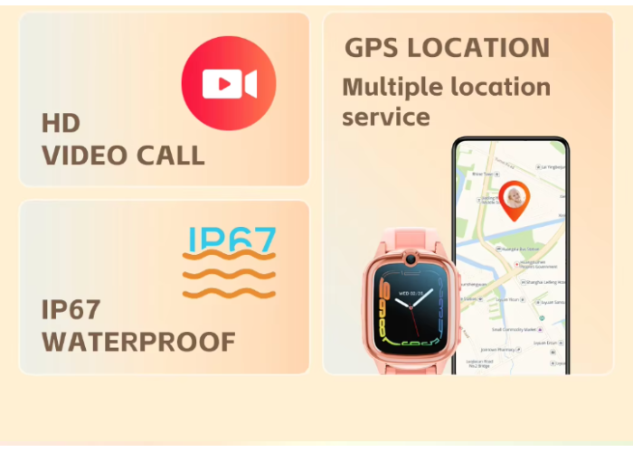 Детские смарт часы Dh35 с гальваническим покрытием GPS трекером Wi Fi 4G / Видеозвонок (розовые) умные часы для ребенка