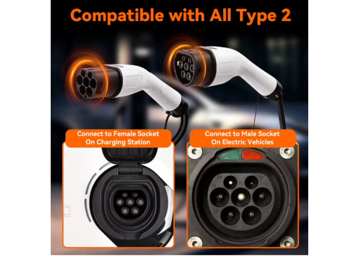 Зарядный кабель для электромобилей 15 метров Type 2 - Type 2 IPENGEN 1 фаза IEC 62196-2 16A, автомобильный кабель