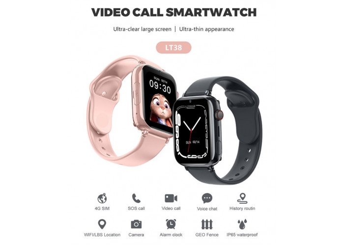 Детские смарт часы LT38 с GPS трекером Wi Fi 4G / Видеозвонок (черные) умные часы Smart kids Watch